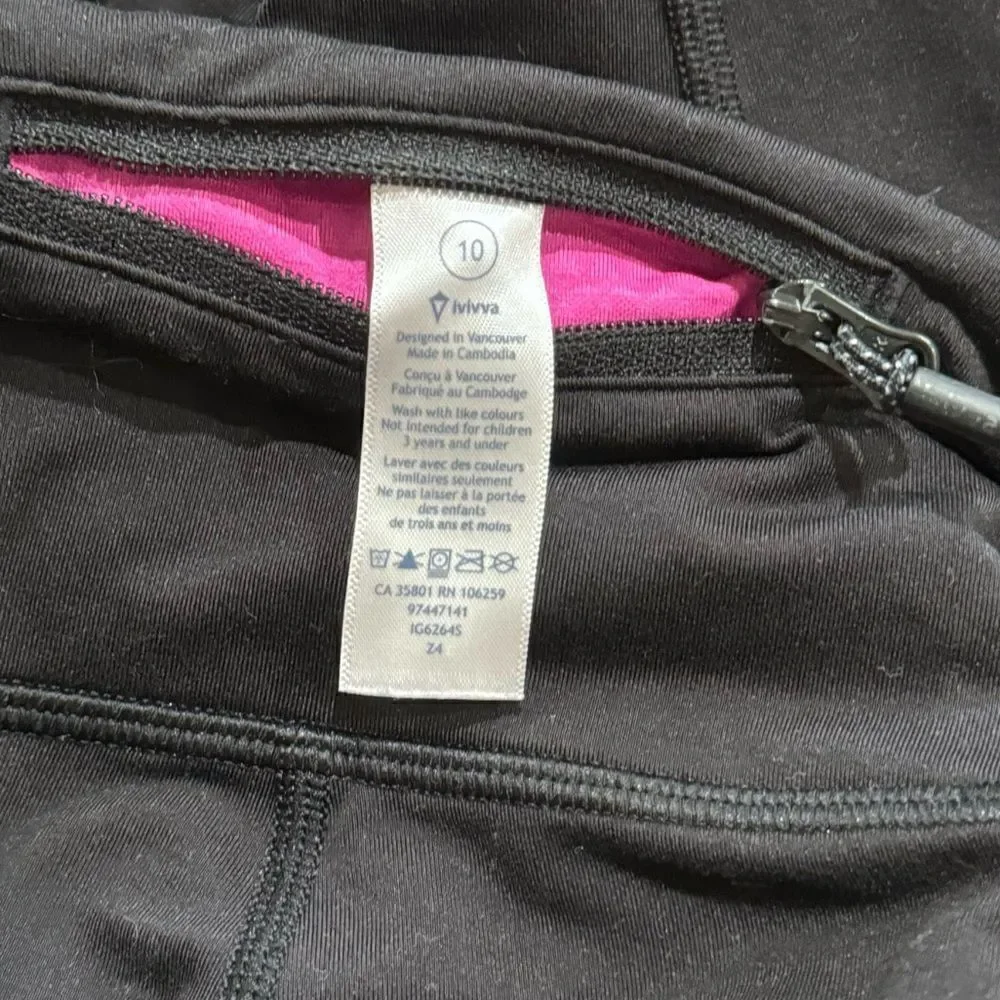 Lululemon Ivivva Black Cropped Leggings Girls 10